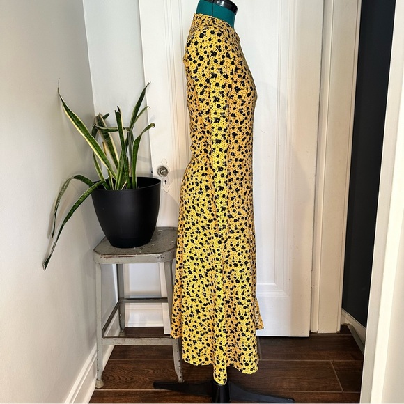 H&M Yellow Black Long Sleeve CRINKLED JERSEY DRESS - Picture 6 of 13